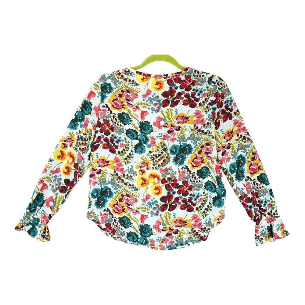 LOFT Women Floral Chiffon Long Sleeve Pullover Blouse Multicolor Size XS Petites - Picture 2 of 7